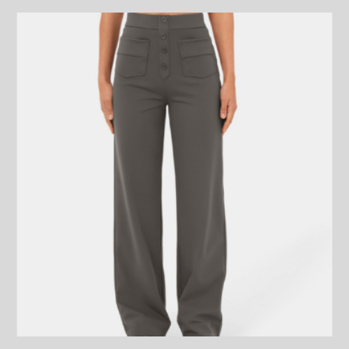 Bequeme hose mit geradem bein und hoher taille